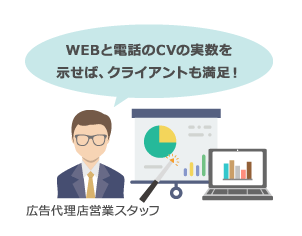 WEBと電話のCVの実数を示せば、クライアントも満足！ 広告代理店営業スタッフ